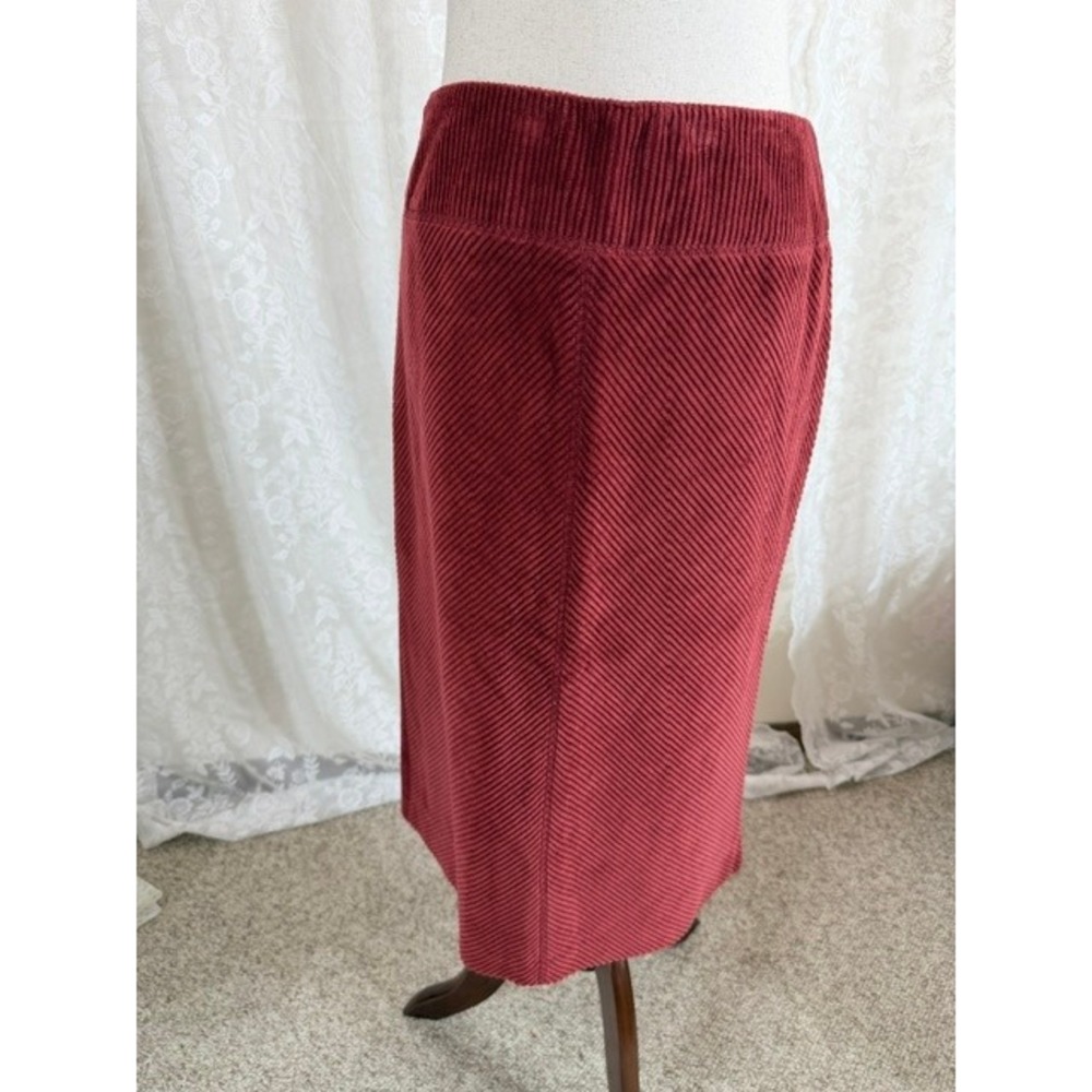 Jones New York Burgundy Red Corduroy Chevron Midi Pencil Skirt Size 4 Cotton